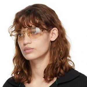 Bottega Veneta Gold Pilot Navigator Frames
